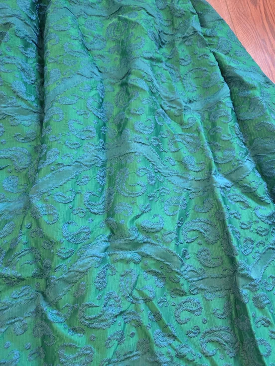 Vintage 1950s RAPPI Emerald Green Floral Brocade Gown - Rare 25" Wasp Waist - Picture 2 of 16